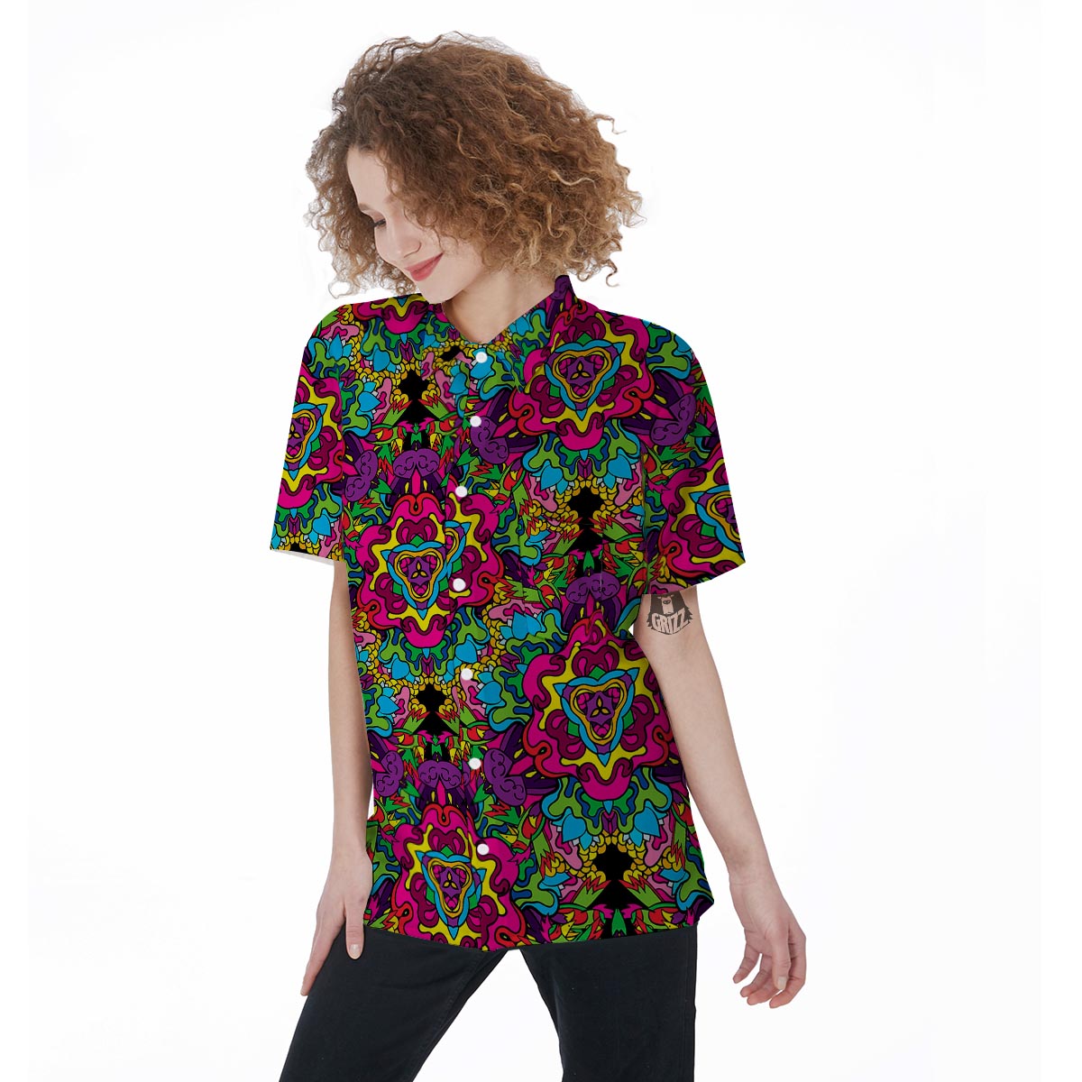 Animal Hippie Psychedelic Women's Short Sleeve Shirts-grizzshop