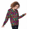 Animal Hippie Psychedelic Women's Zip Up Hoodie-grizzshop