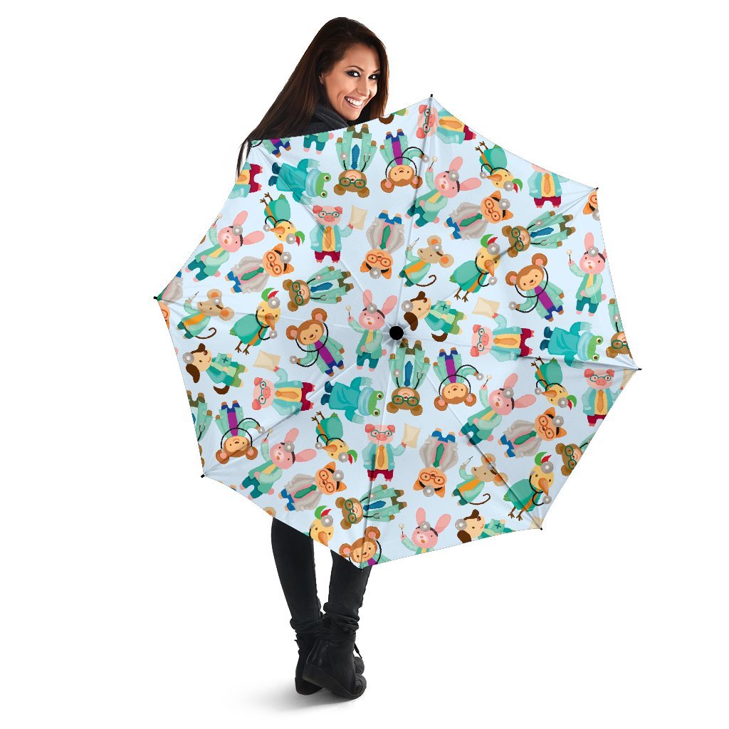 Animal Nurse Pattern Print Automatic Foldable Umbrella-grizzshop