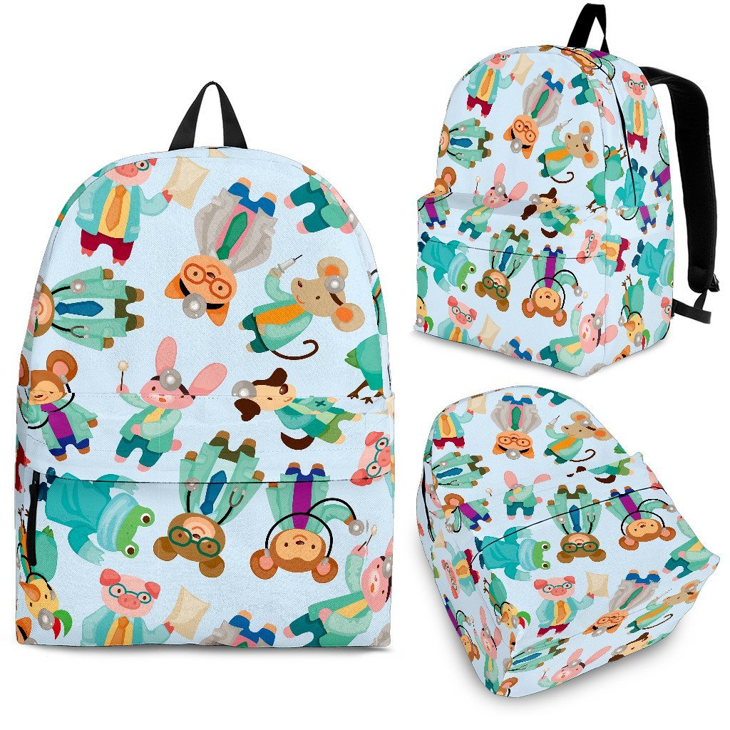 Animal Nurse Pattern Print Backpack-grizzshop