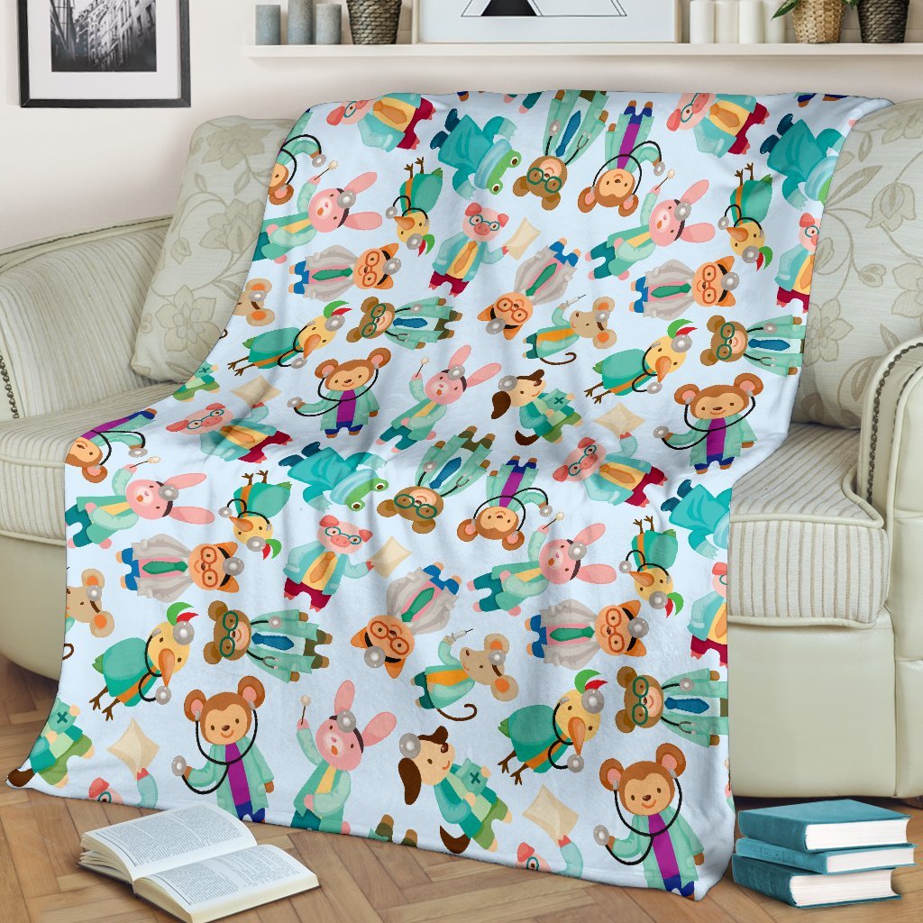 Animal Nurse Pattern Print Blanket-grizzshop