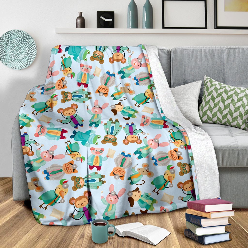 Animal Nurse Pattern Print Blanket-grizzshop