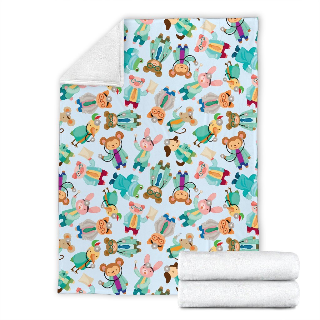 Animal Nurse Pattern Print Blanket-grizzshop