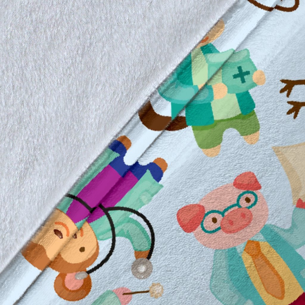 Animal Nurse Pattern Print Blanket-grizzshop