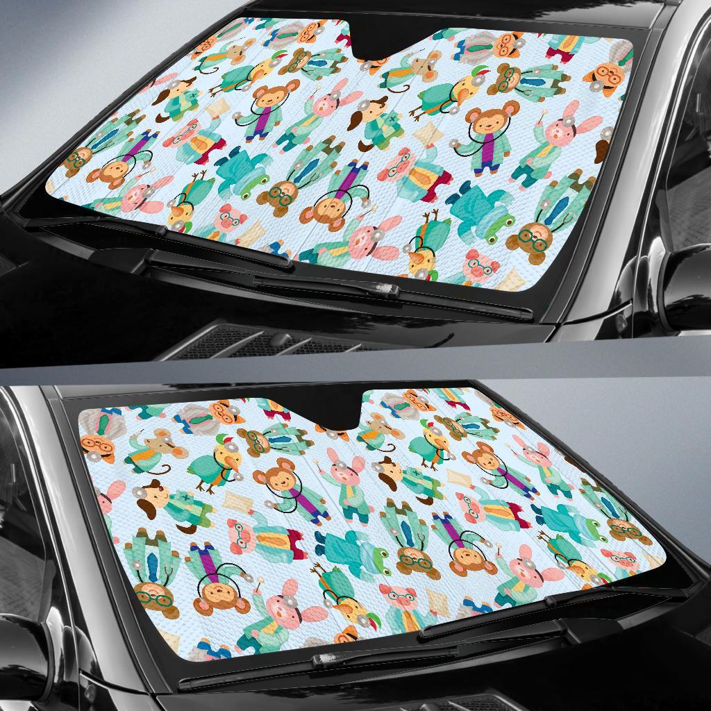 Animal Nurse Pattern Print Car Sun Shade-grizzshop