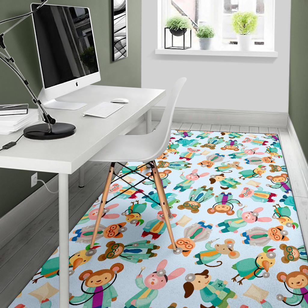 Animal Nurse Pattern Print Floor Mat-grizzshop