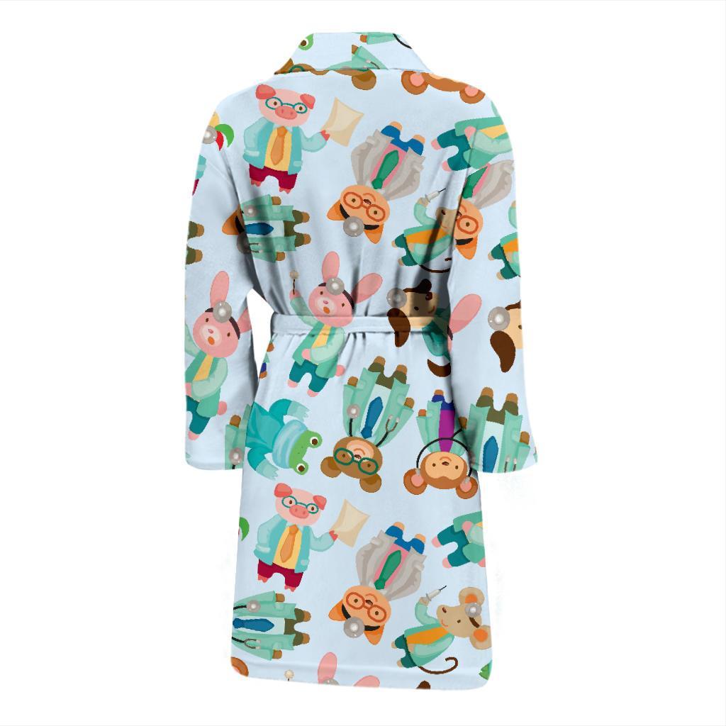 Animal Nurse Pattern Print Men Long Robe-grizzshop