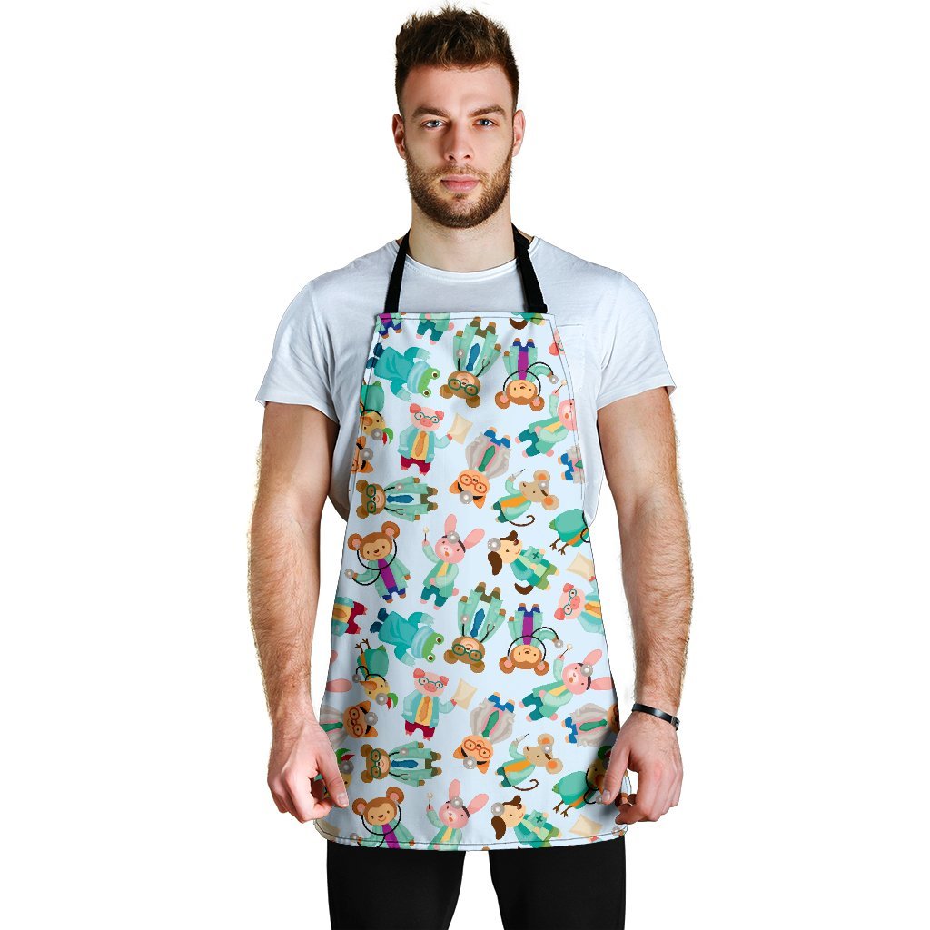 Animal Nurse Pattern Print Men's Apron-grizzshop