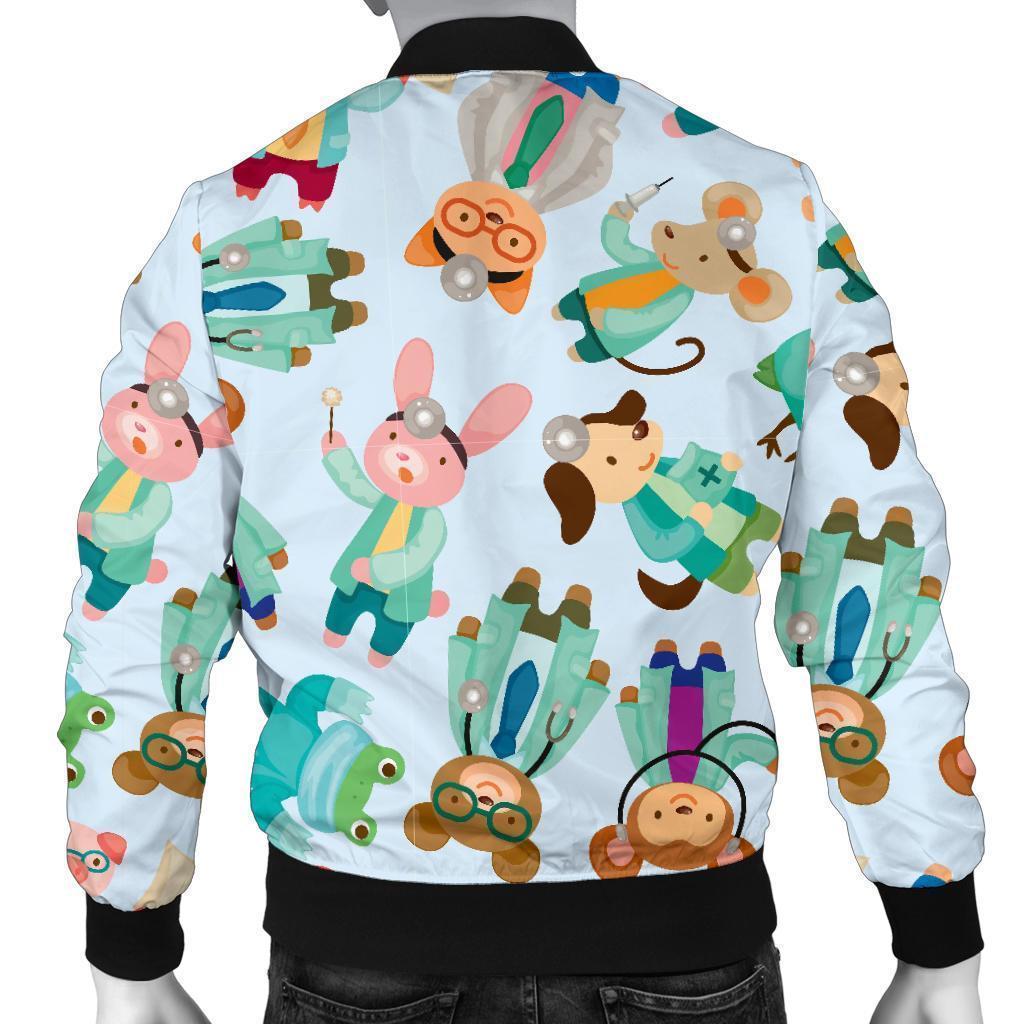 Animal Nurse Pattern Print Men's Bomber Jacket-grizzshop