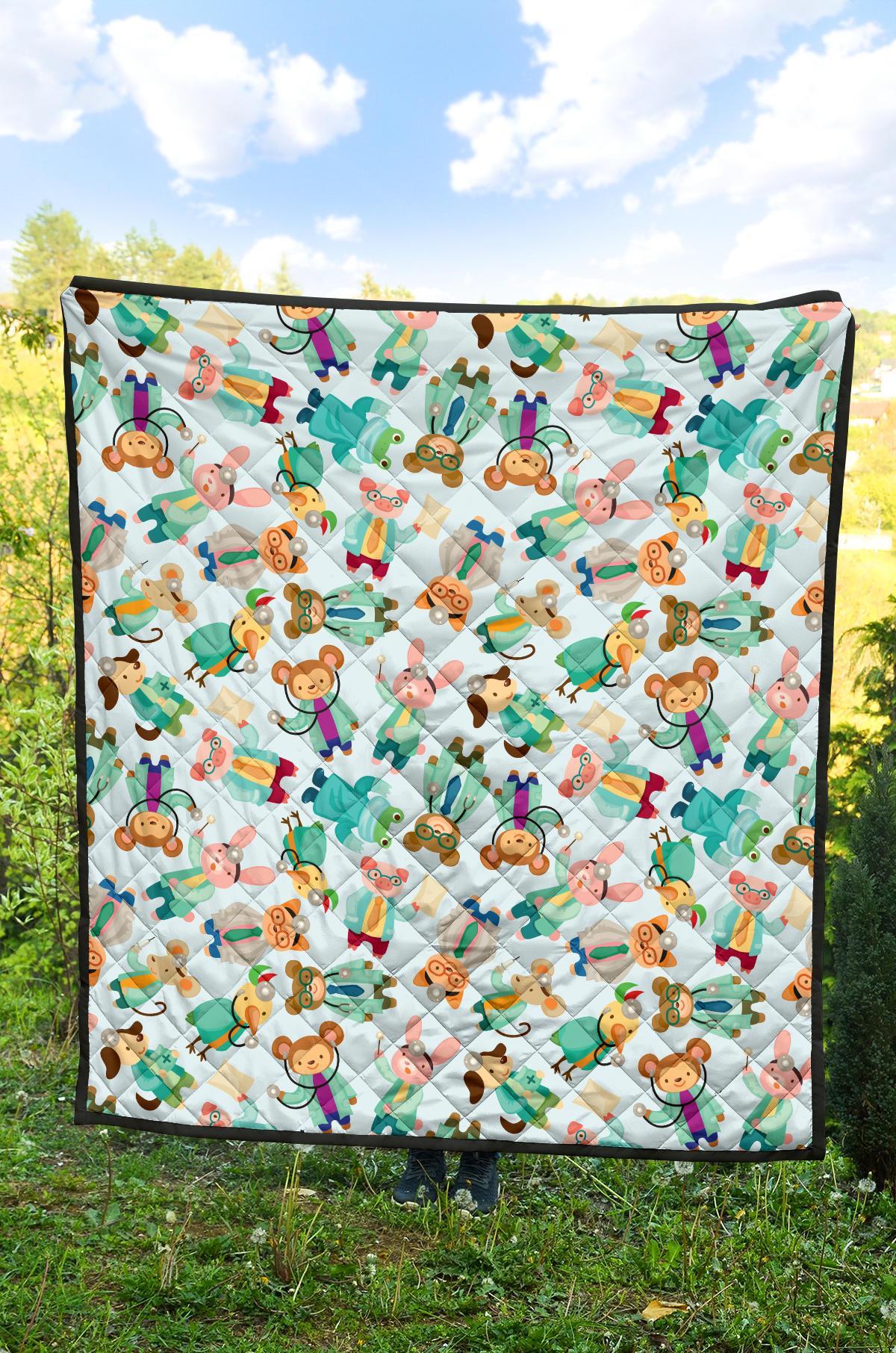 Animal Nurse Pattern Print Quilt-grizzshop