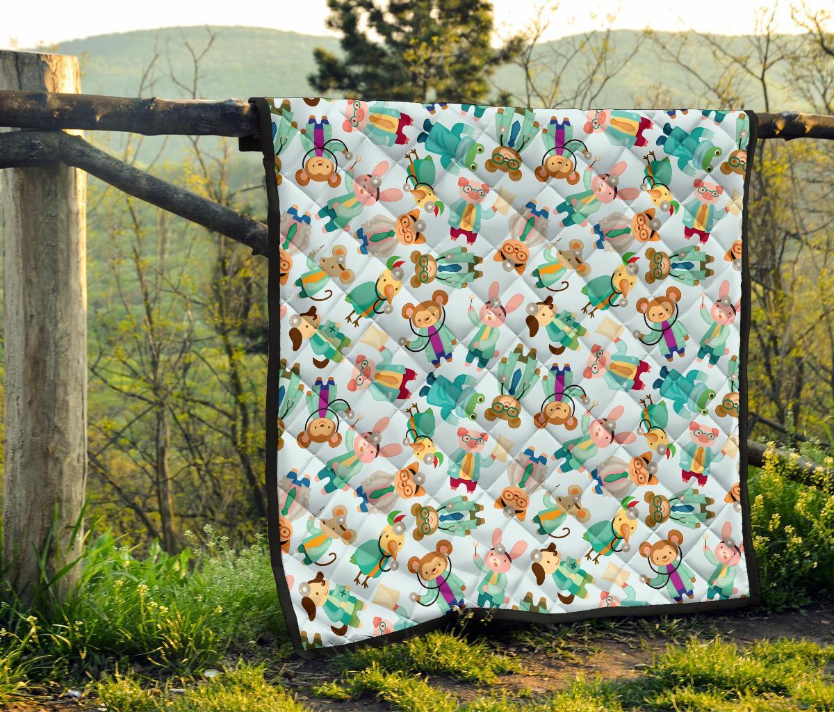 Animal Nurse Pattern Print Quilt-grizzshop