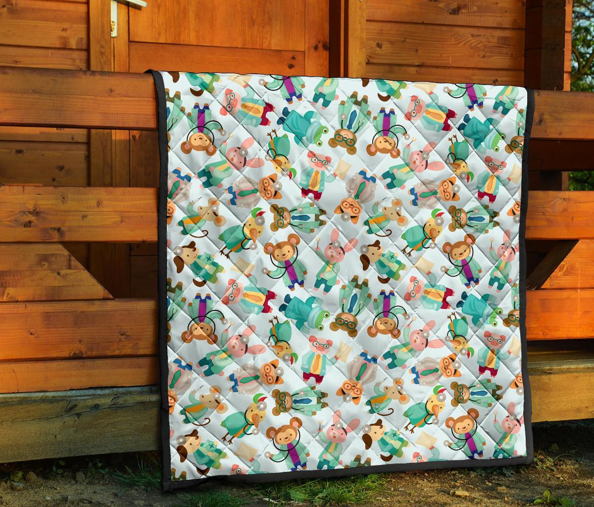 Animal Nurse Pattern Print Quilt-grizzshop