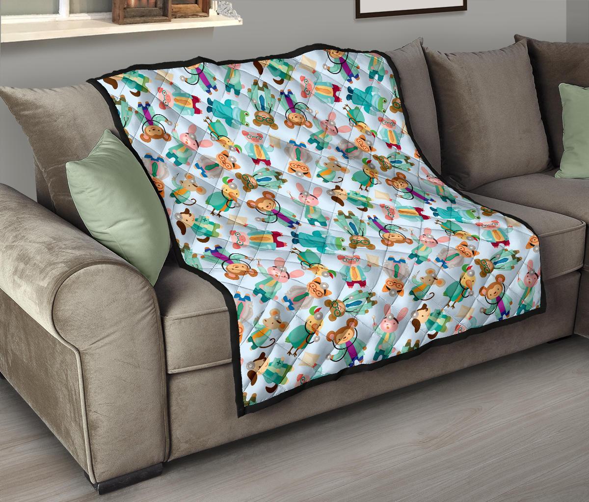 Animal Nurse Pattern Print Quilt-grizzshop