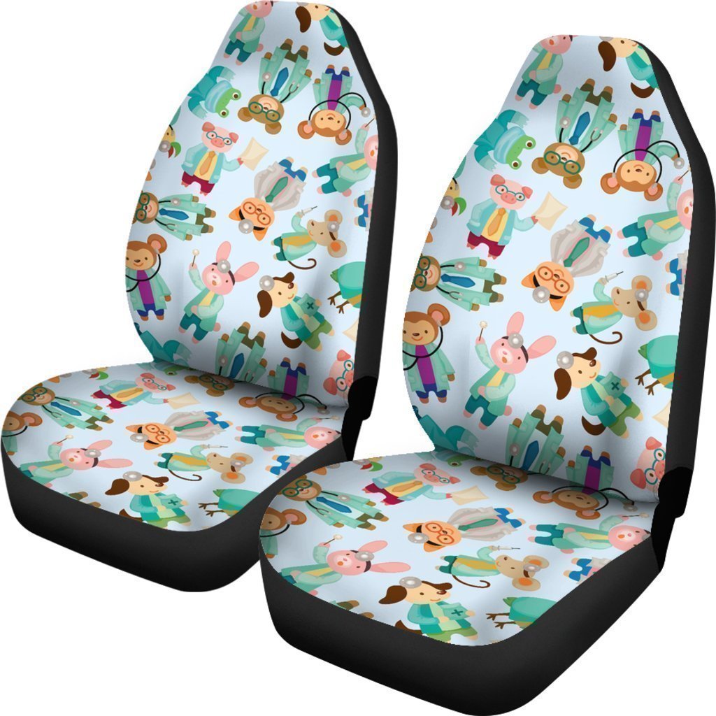 Animal Nurse Pattern Print Universal Fit Car Seat Covers-grizzshop