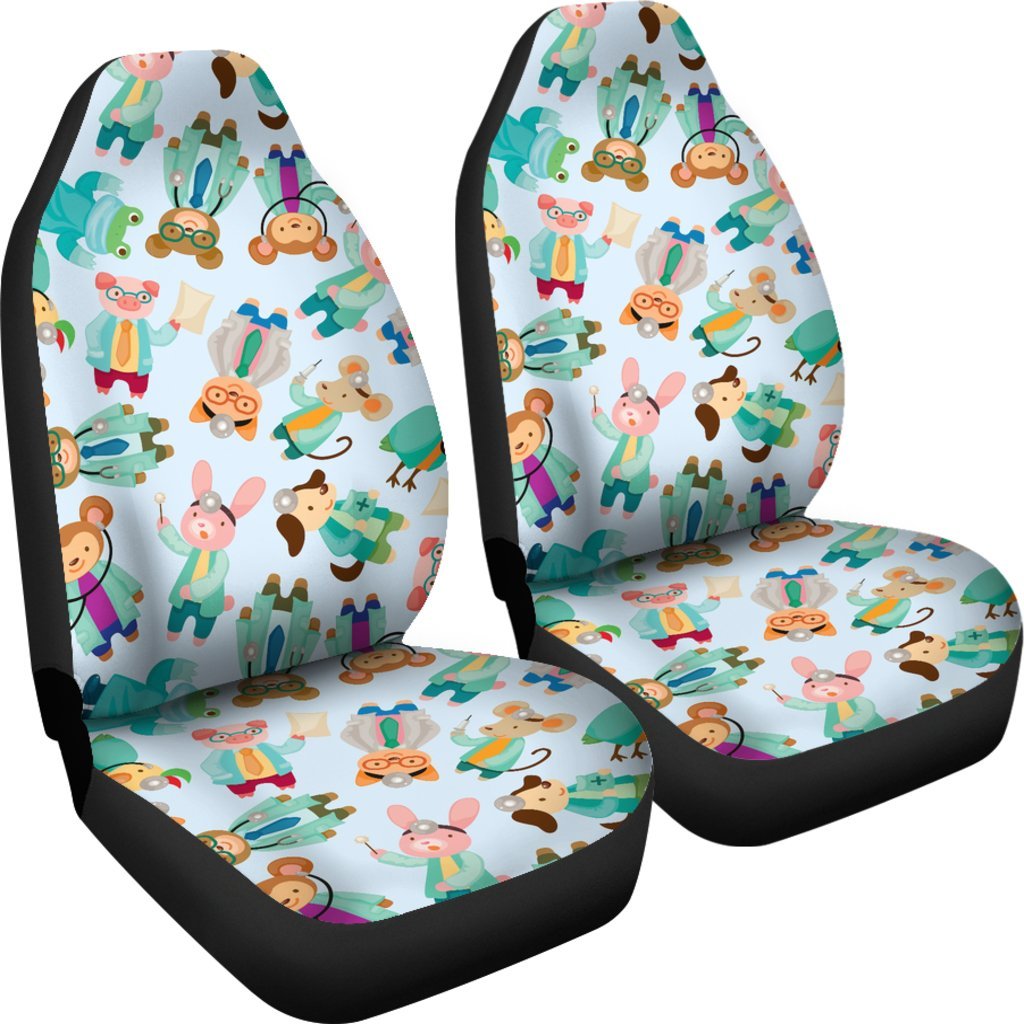 Animal Nurse Pattern Print Universal Fit Car Seat Covers-grizzshop