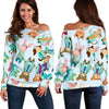 Animal Nurse Pattern Print Women Off Shoulder Sweatshirt-grizzshop