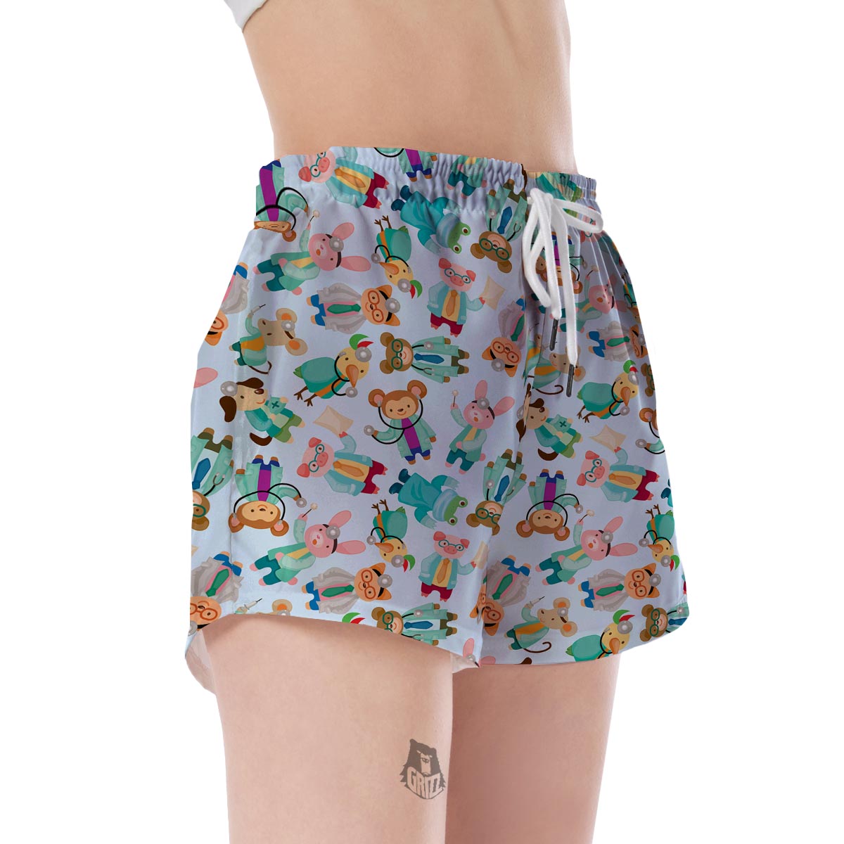 Animal Nurse Pattern Print Women's Shorts-grizzshop