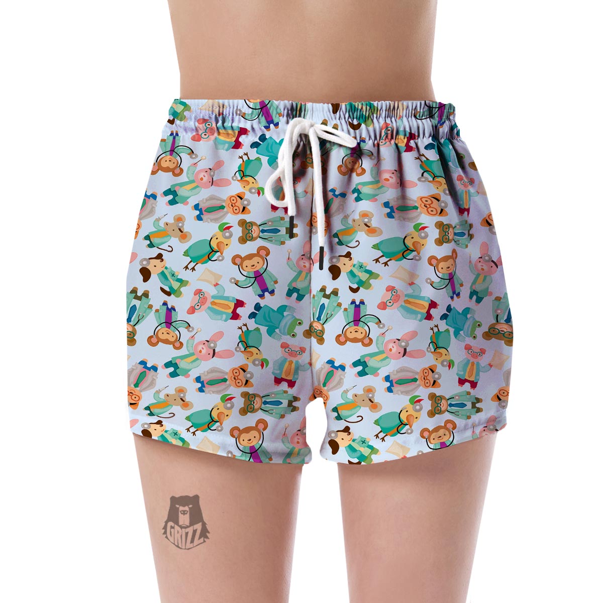 Animal Nurse Pattern Print Women's Shorts-grizzshop