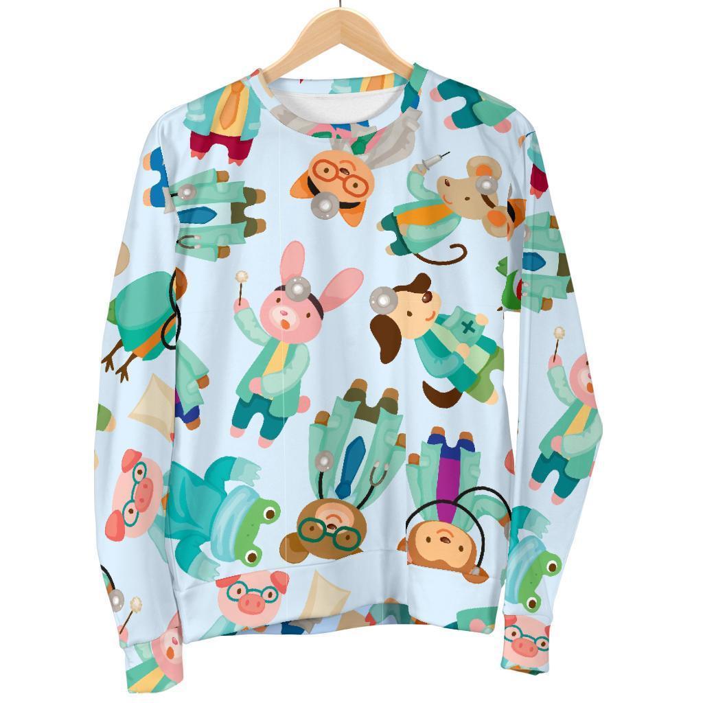 Animal Nurse Pattern Print Women's Sweatshirt-grizzshop