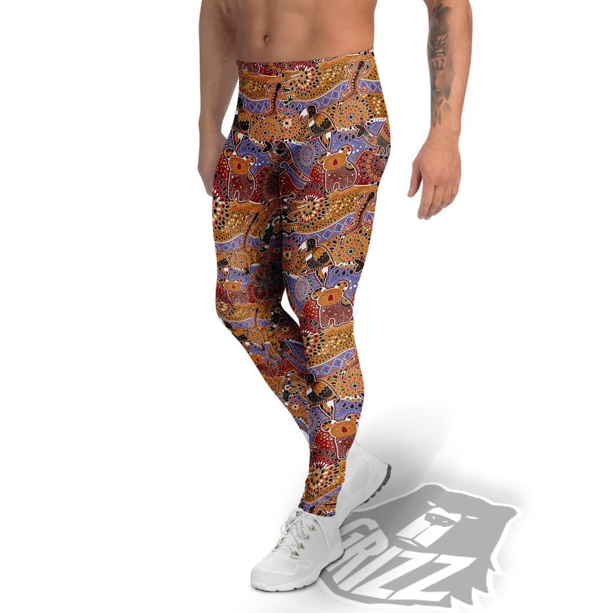Animals Aboriginal Print Pattern Men's Leggings-grizzshop