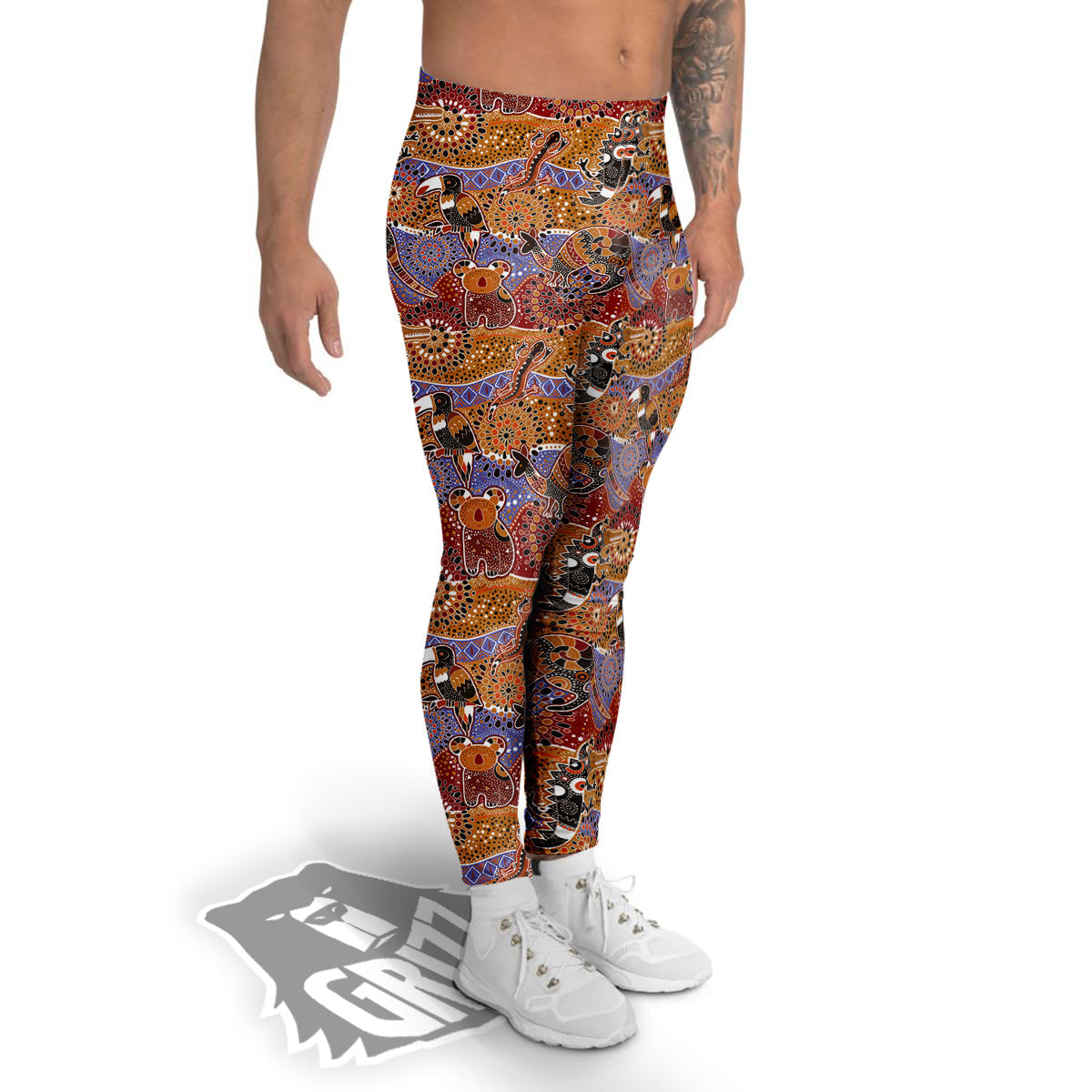 Animals Aboriginal Print Pattern Men's Leggings-grizzshop