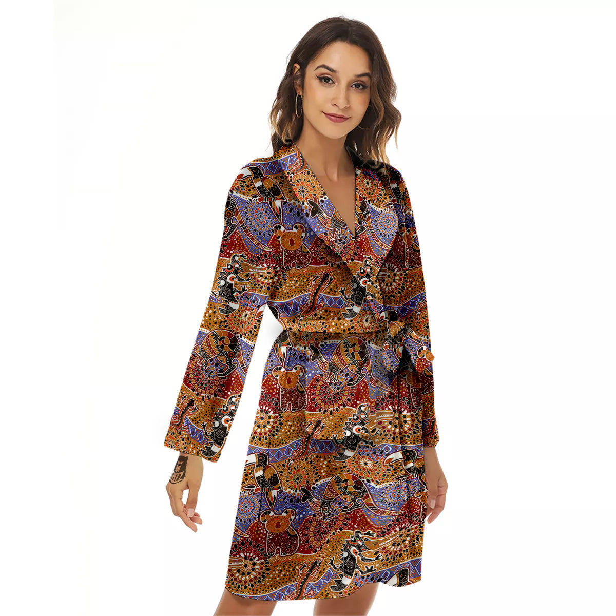 Animals Aboriginal Print Pattern Women's Robe-grizzshop
