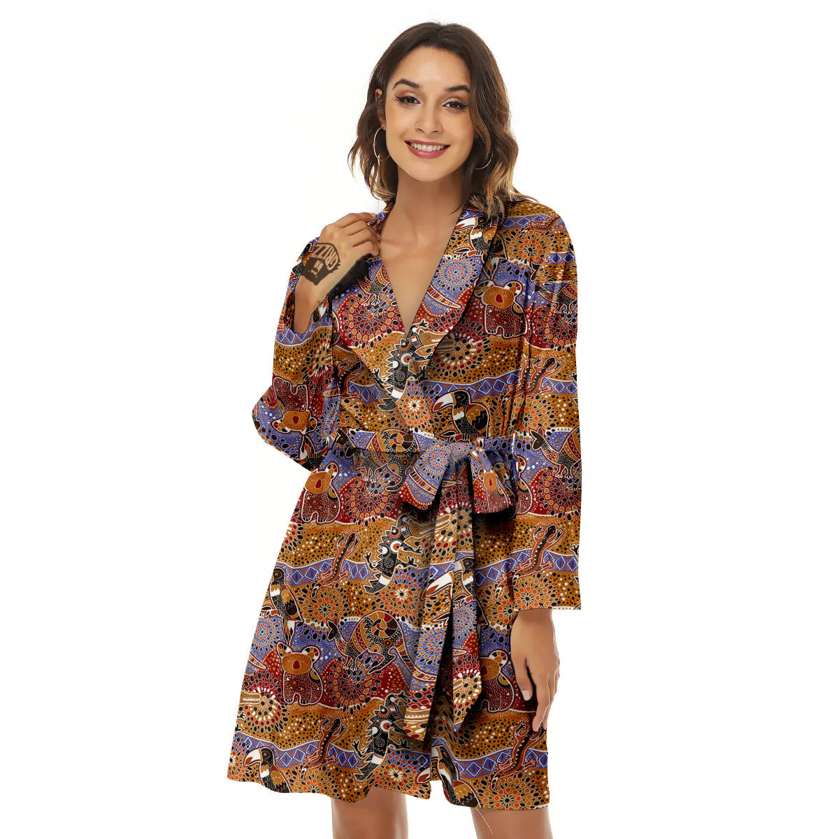 Animals Aboriginal Print Pattern Women's Robe-grizzshop