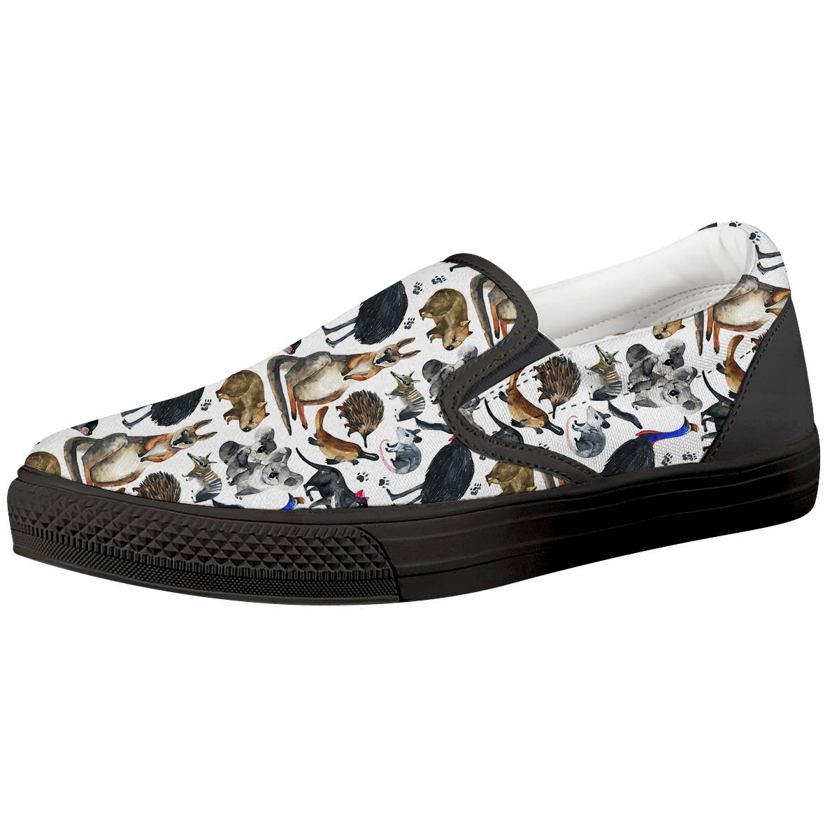 Animals Australian Print Pattern Black Slip On Shoes-grizzshop