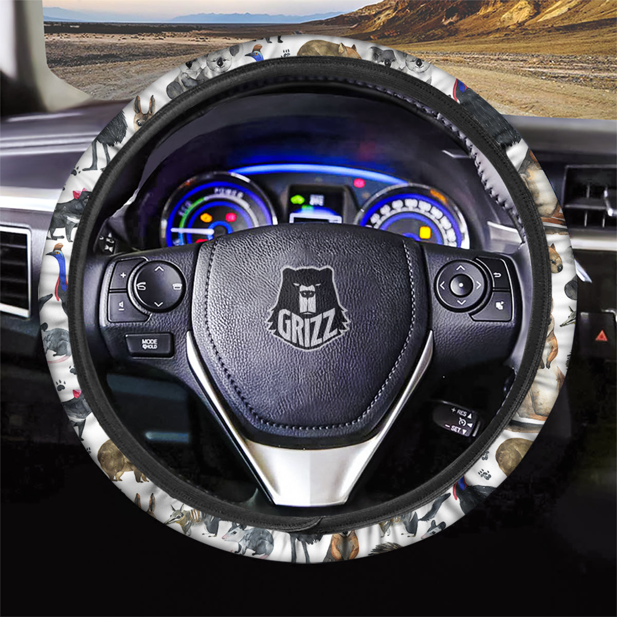 Animals Australian Print Pattern Car Steering Wheel Cover-grizzshop