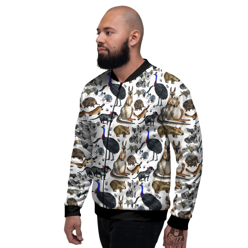 Animals Australian Print Pattern Men's Bomber Jacket-grizzshop