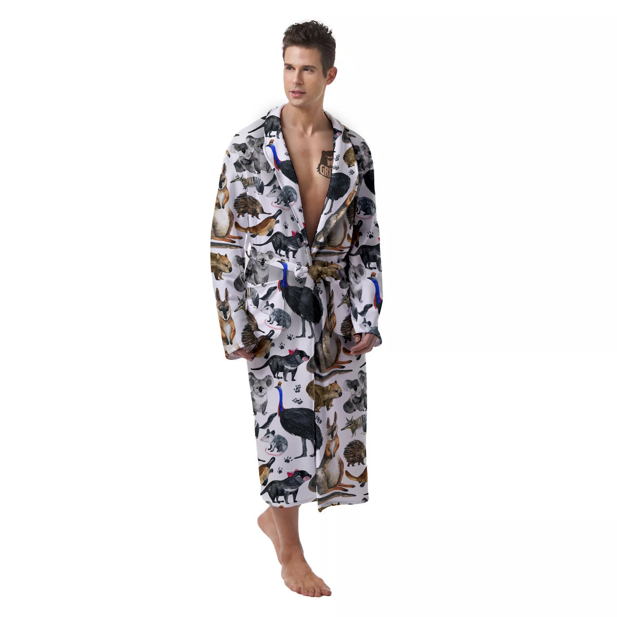 Animals Australian Print Pattern Men's Robe-grizzshop