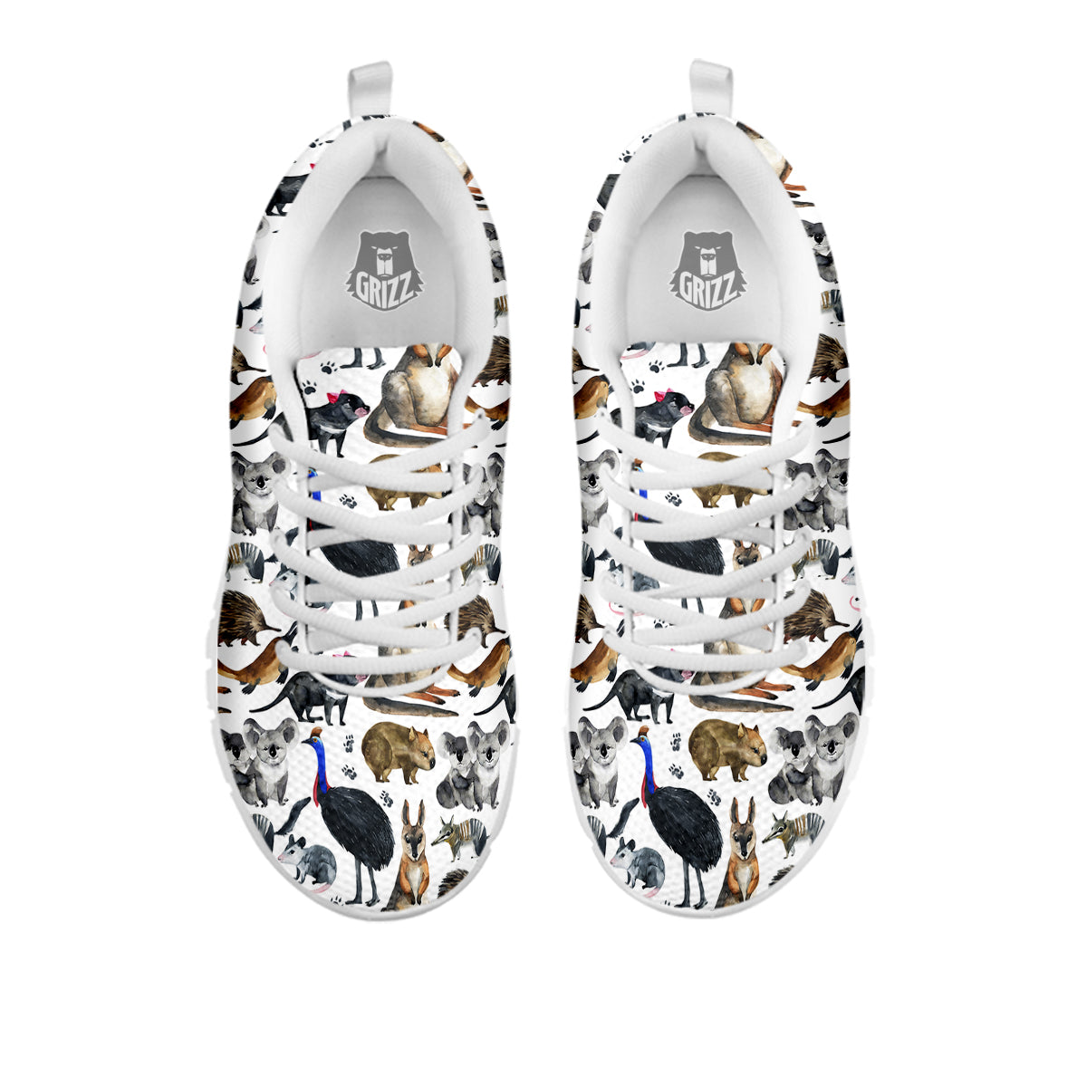Animals Australian Print Pattern White Sneaker-grizzshop
