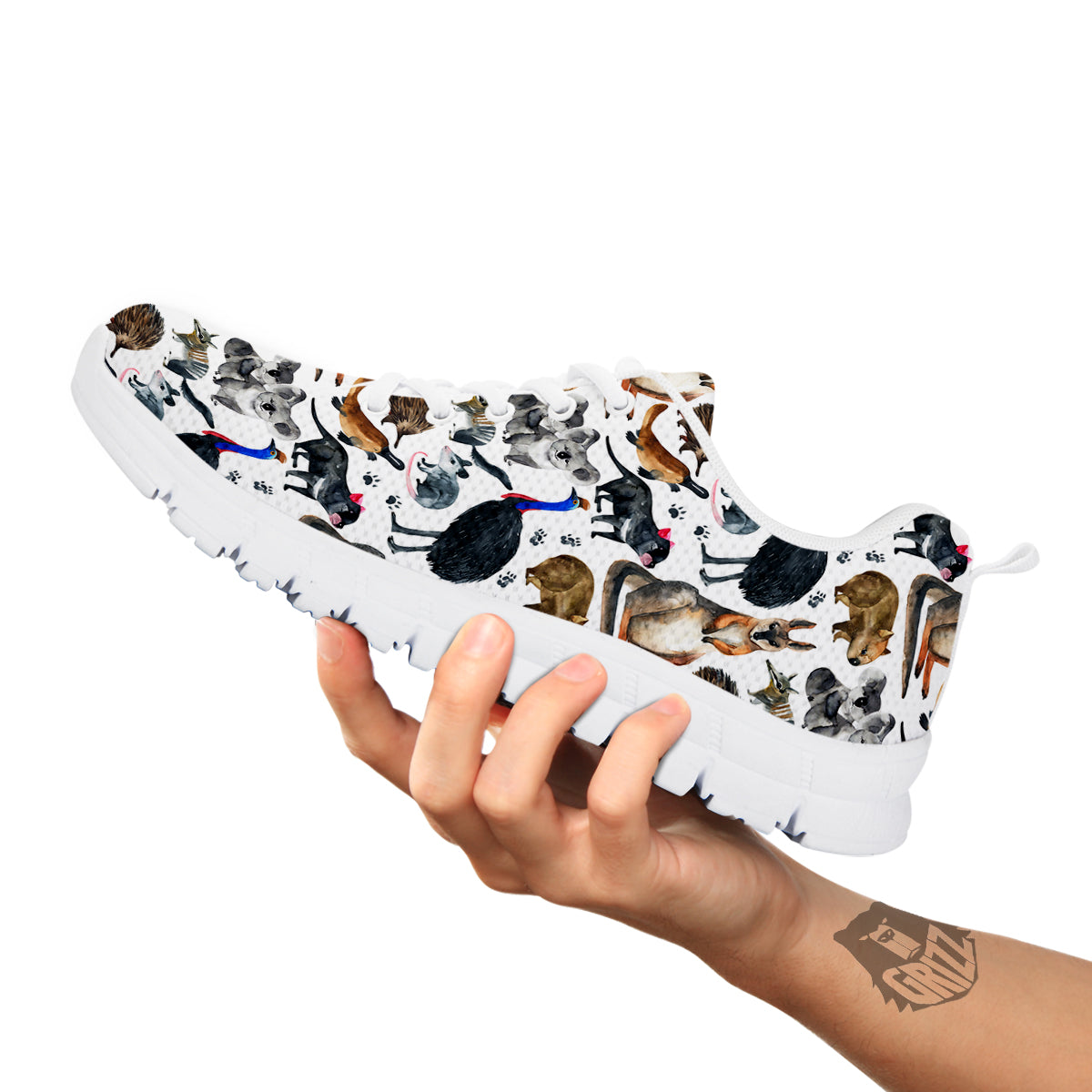 Animals Australian Print Pattern White Sneaker-grizzshop