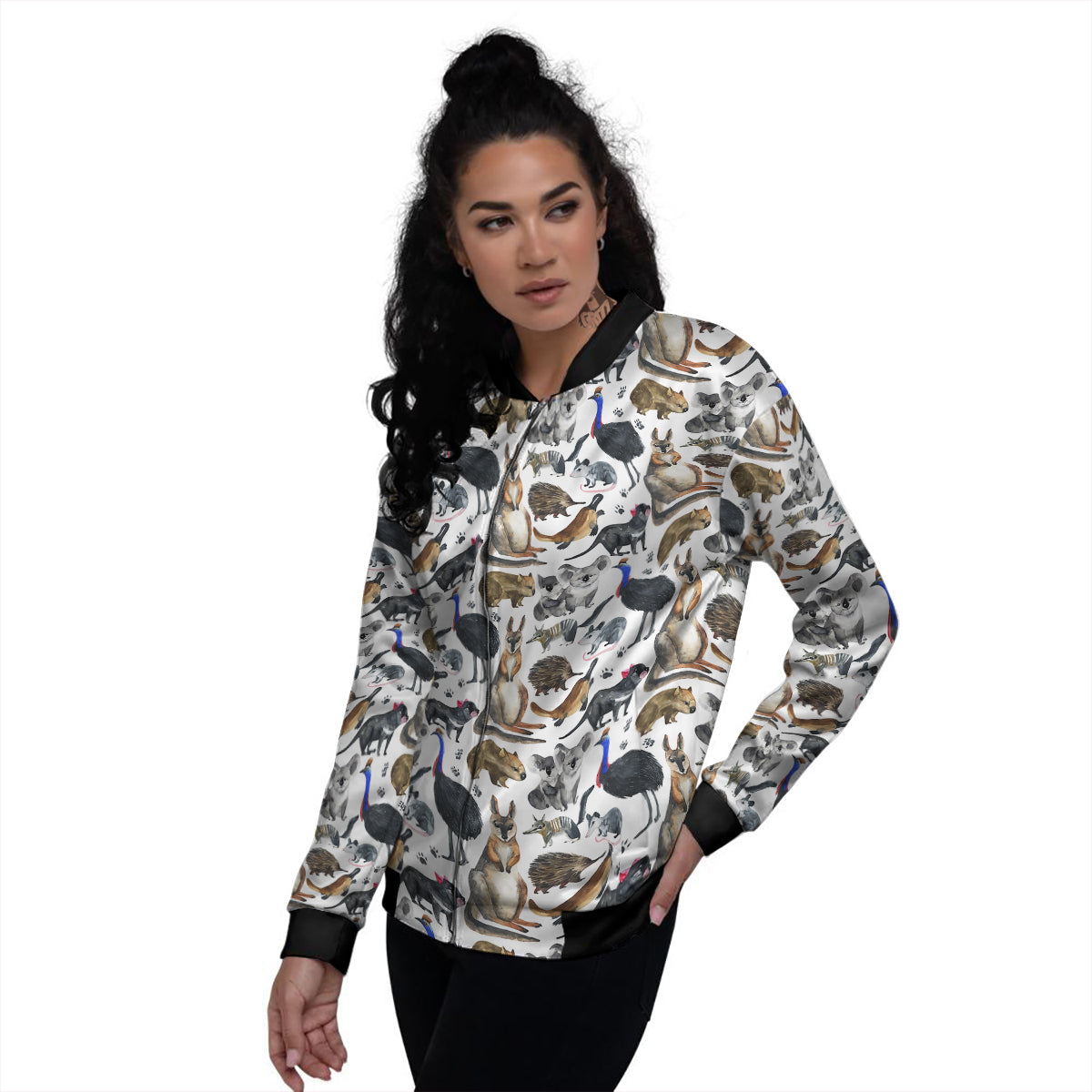 Animals Australian Print Pattern Women's Bomber Jacket-grizzshop