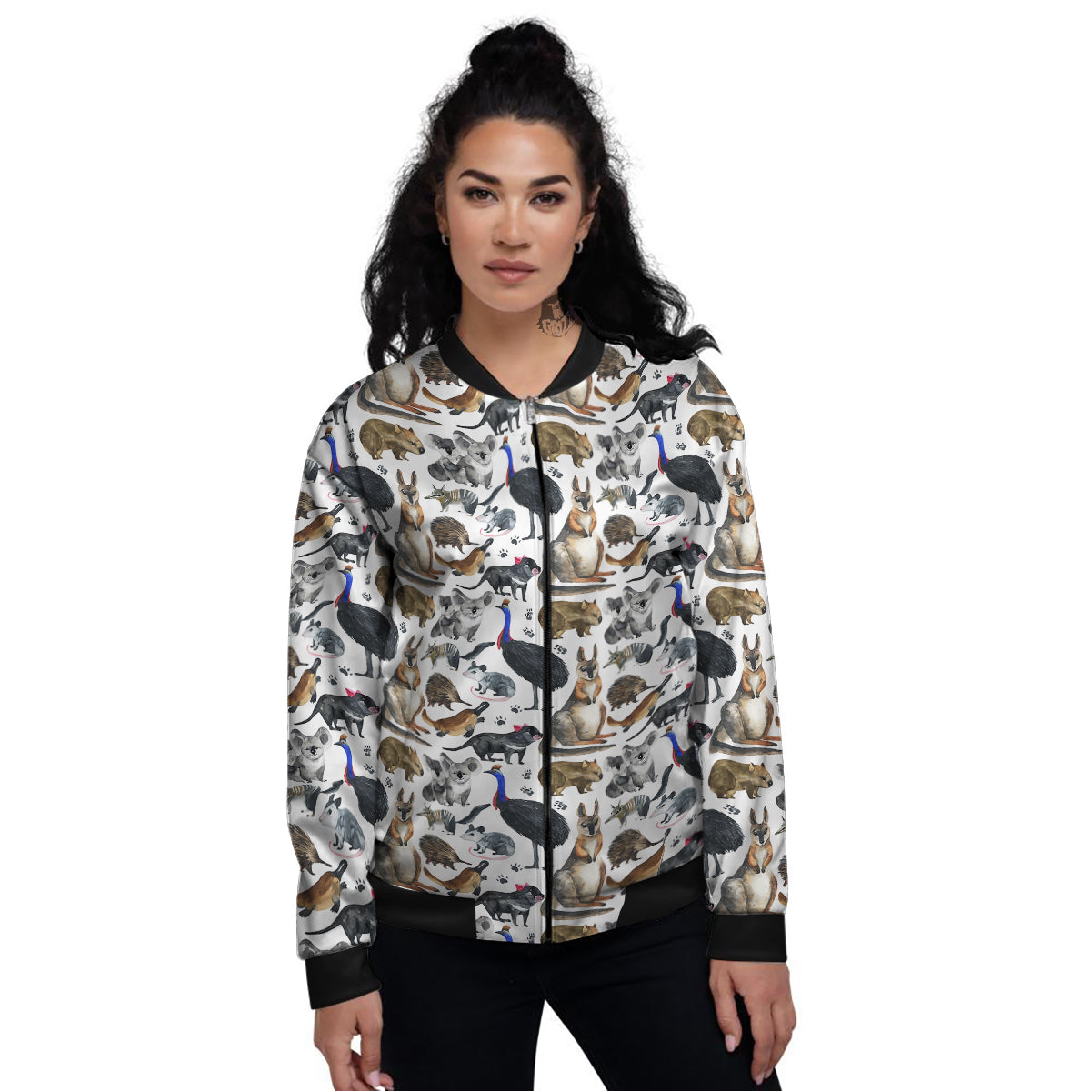 Animals Australian Print Pattern Women's Bomber Jacket-grizzshop