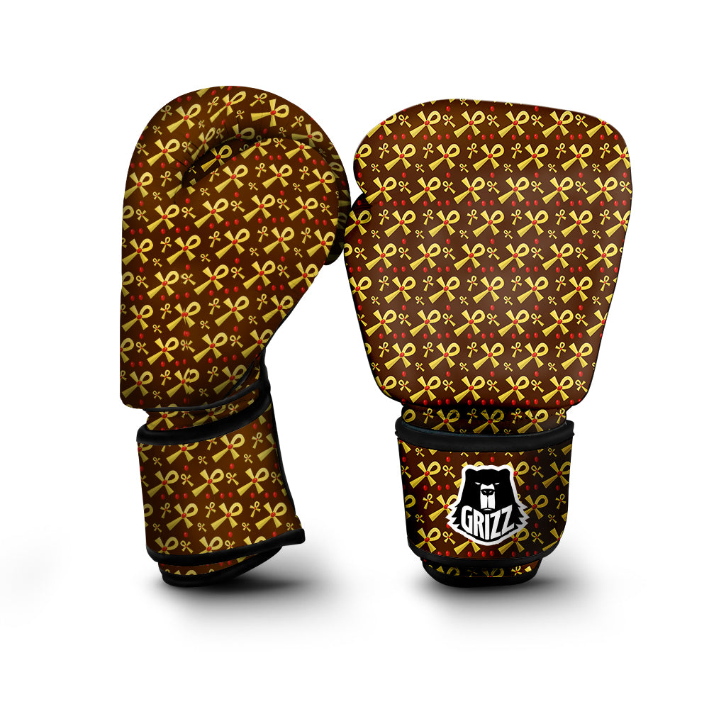 Ankh And Gems Print Pattern Boxing Gloves-grizzshop