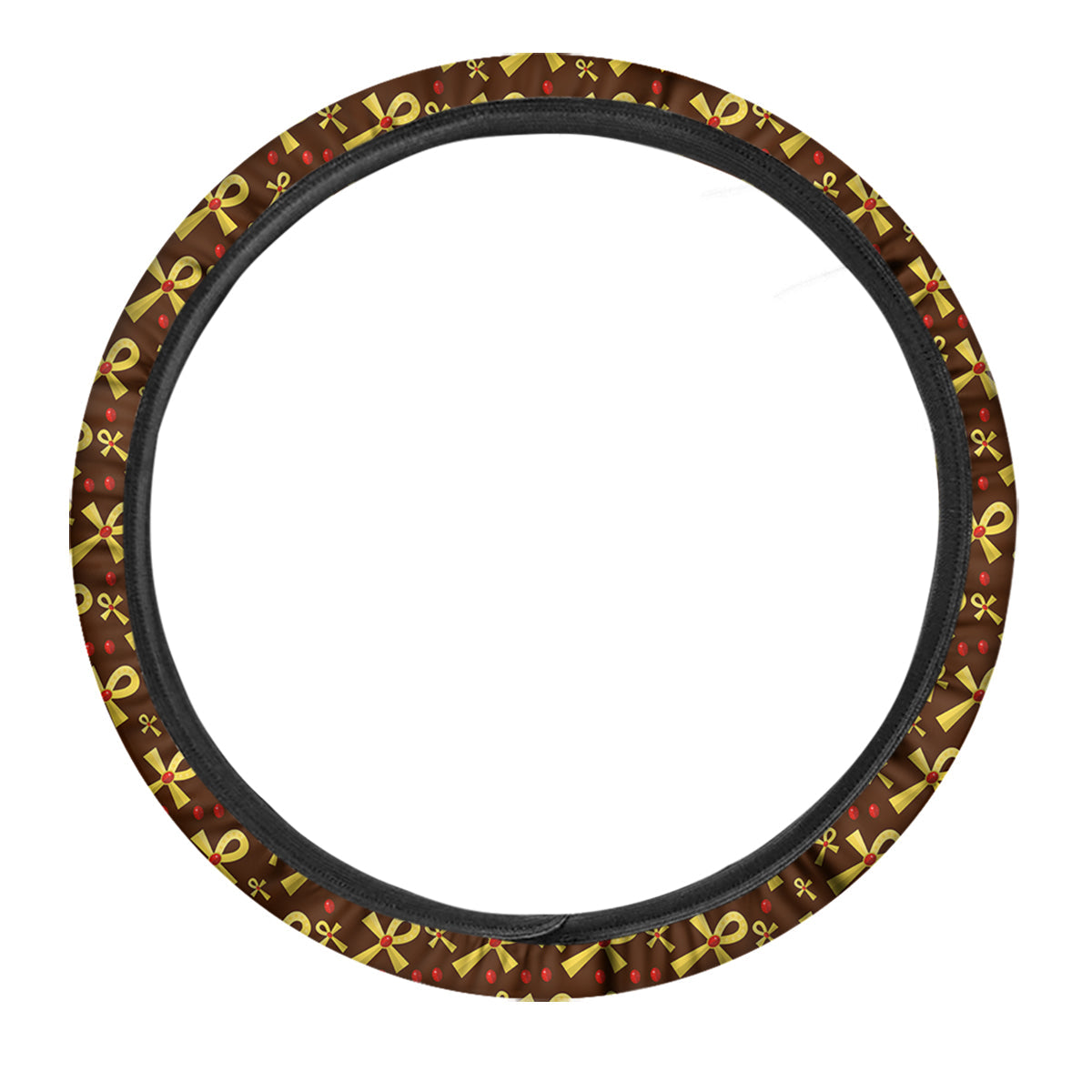 Ankh And Gems Print Pattern Car Steering Wheel Cover-grizzshop