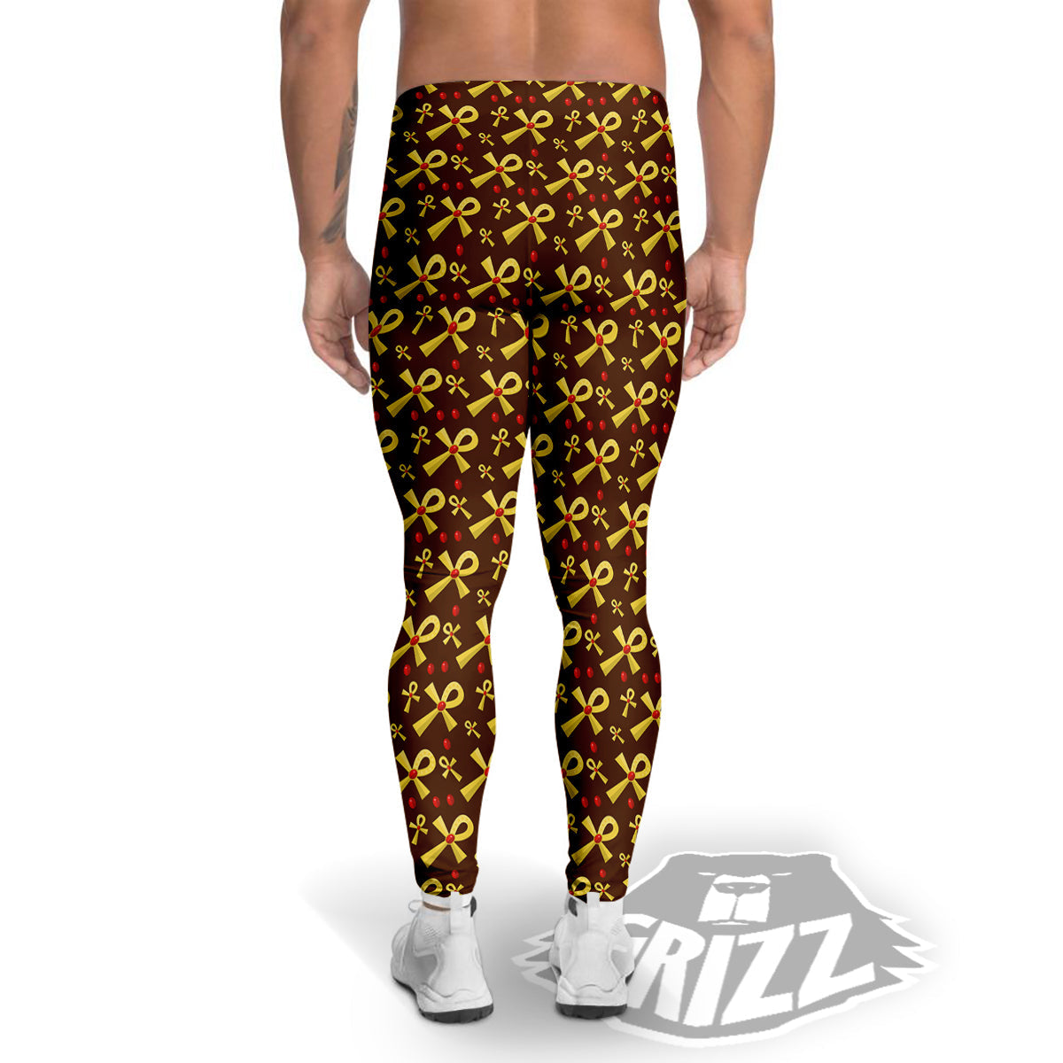 Ankh And Gems Print Pattern Men's Leggings-grizzshop