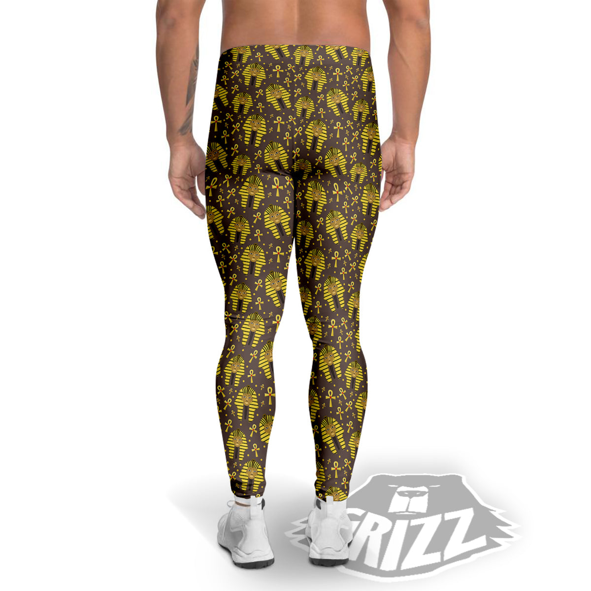 Ankh And Pharaoh Print Pattern Men's Leggings-grizzshop