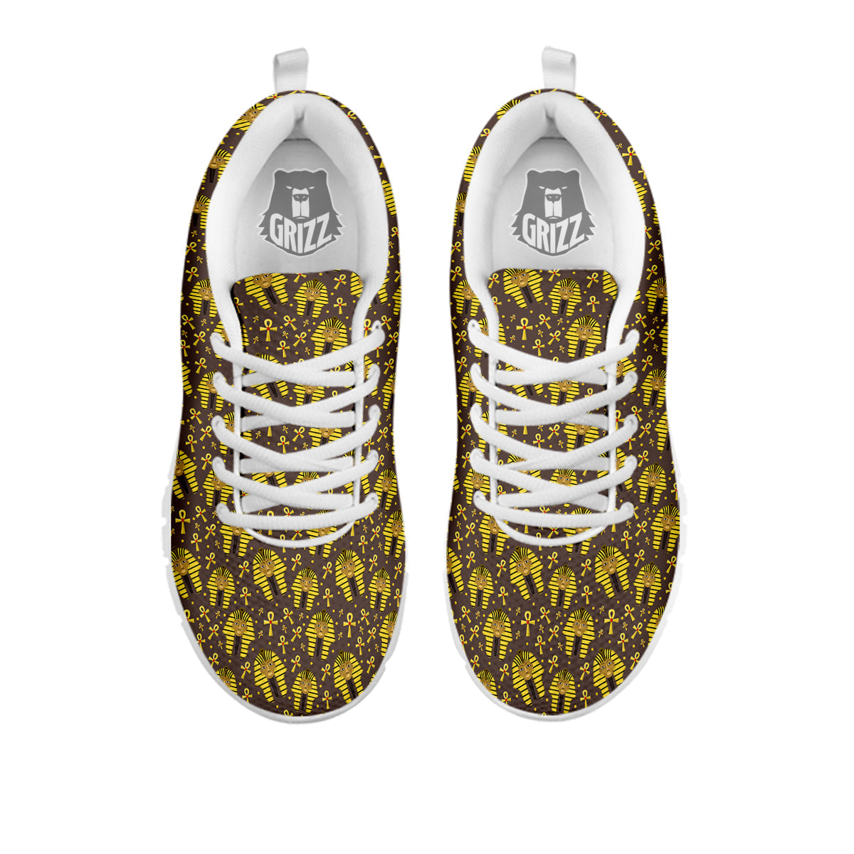 Ankh And Pharaoh Print Pattern White Sneaker-grizzshop