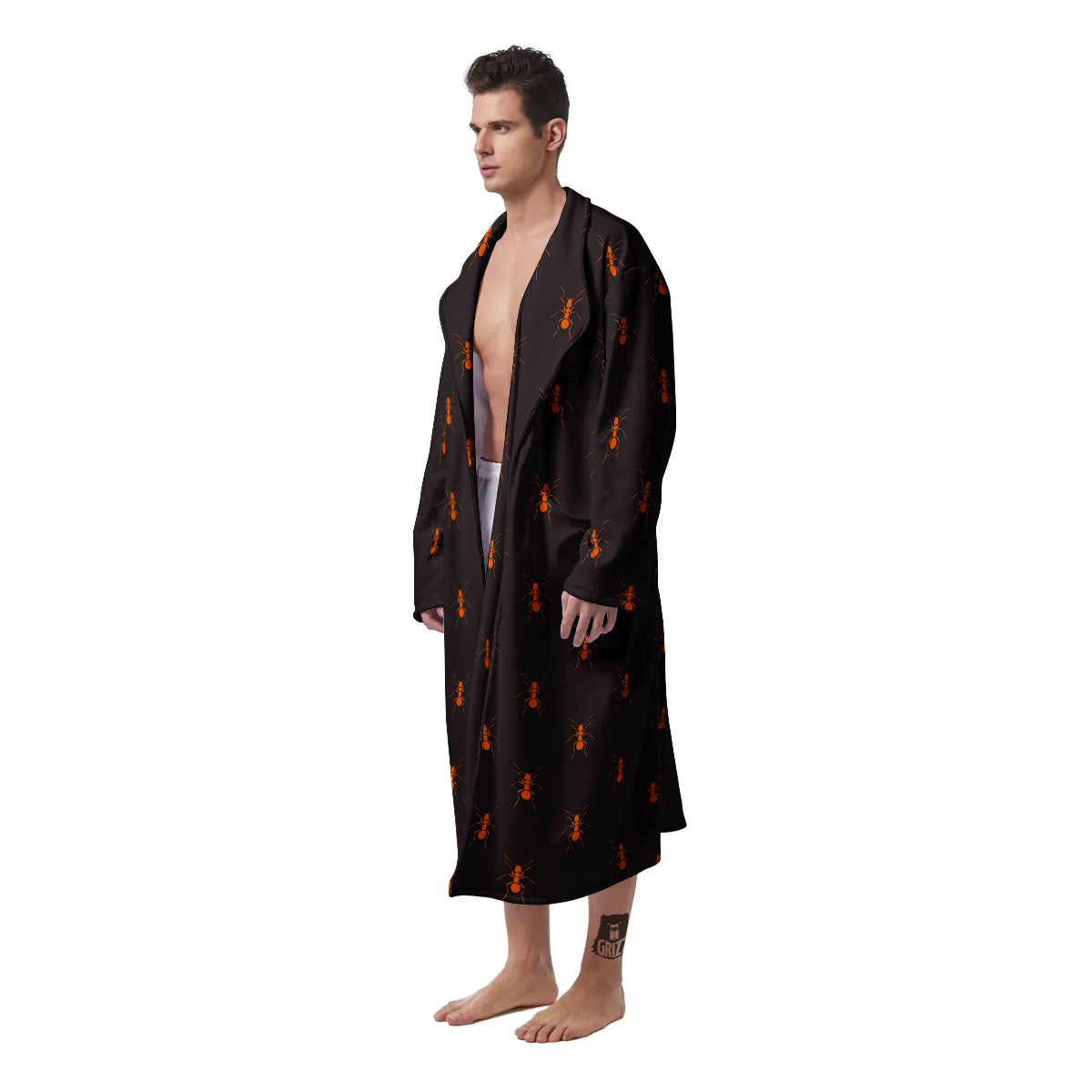 Ant Orange Print Pattern Men's Robe-grizzshop