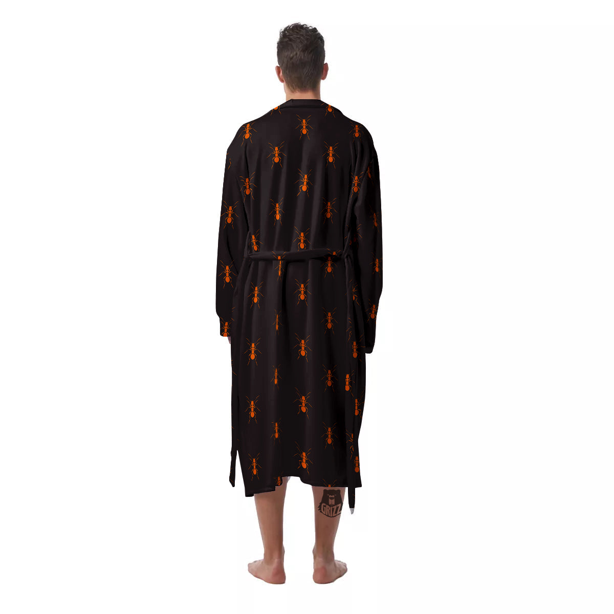 Ant Orange Print Pattern Men's Robe-grizzshop
