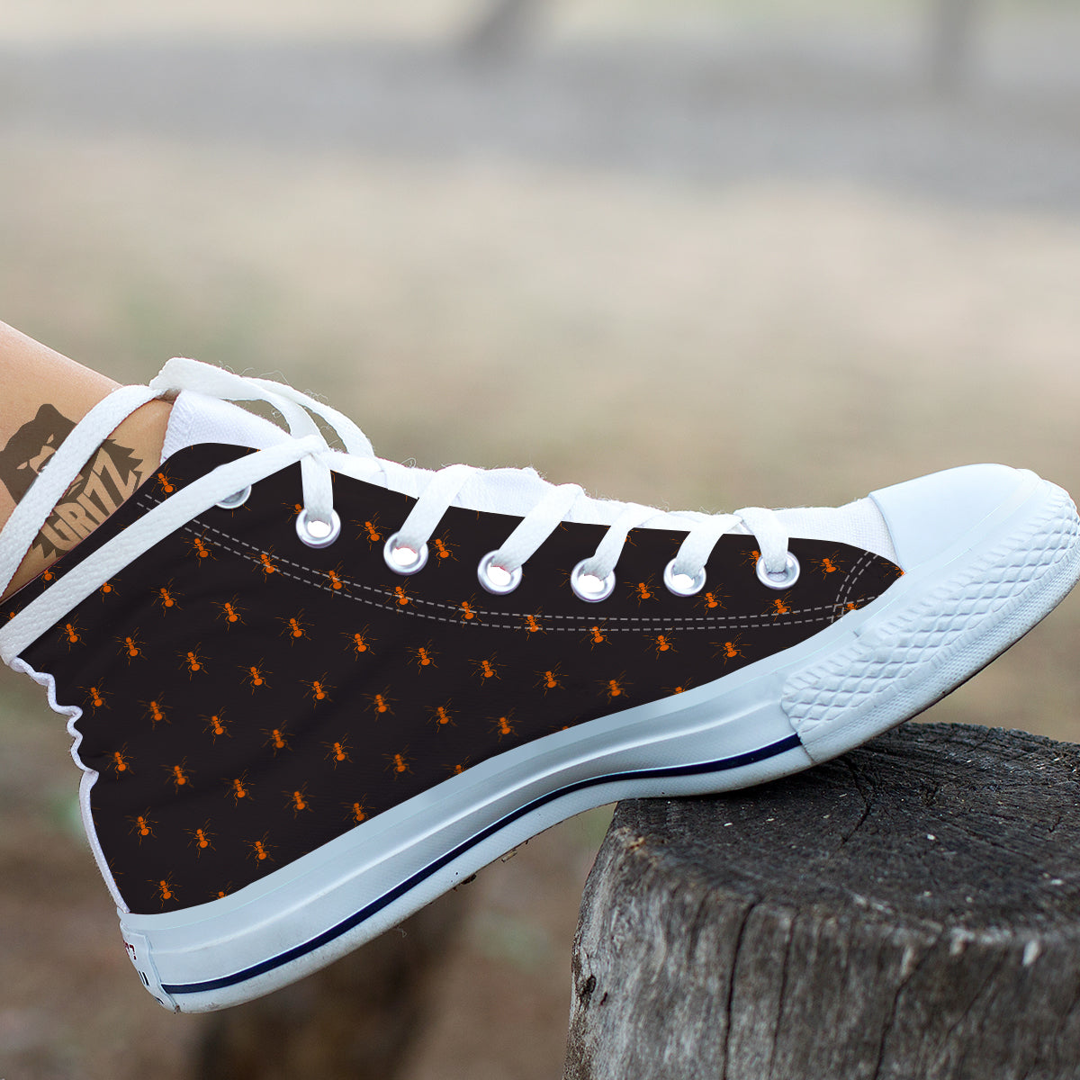 Ant Orange Print Pattern White High Top Shoes-grizzshop