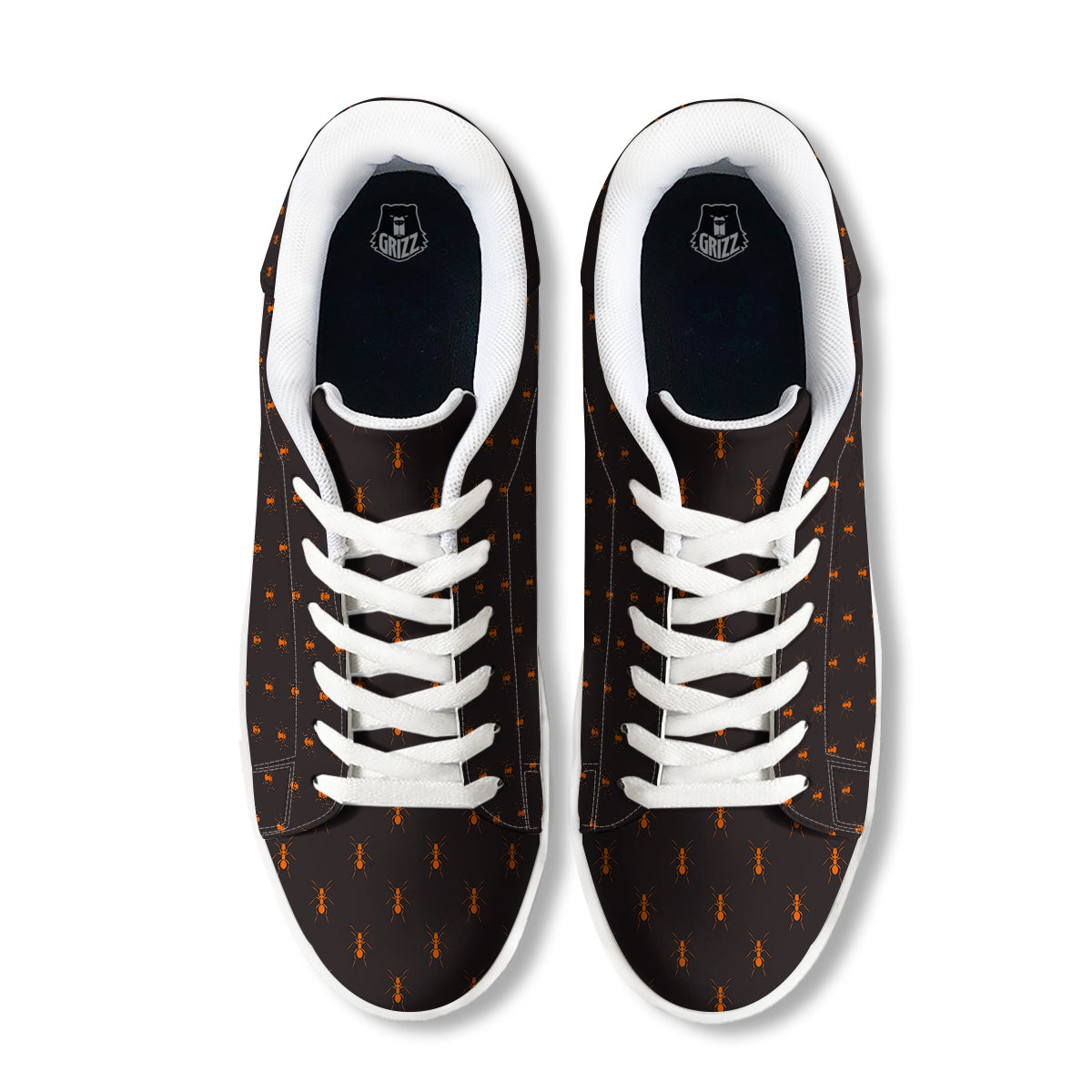 Ant Orange Print Pattern White Low Top Sneakers-grizzshop