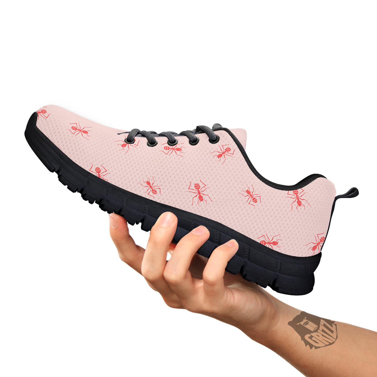 Ant Red Pink Print Pattern Black Sneaker-grizzshop