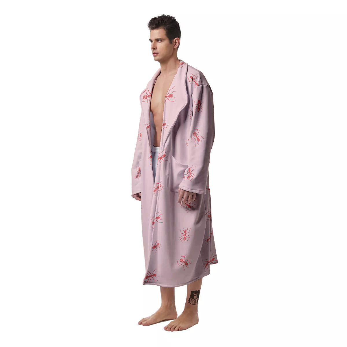 Ant Red Pink Print Pattern Men's Robe-grizzshop