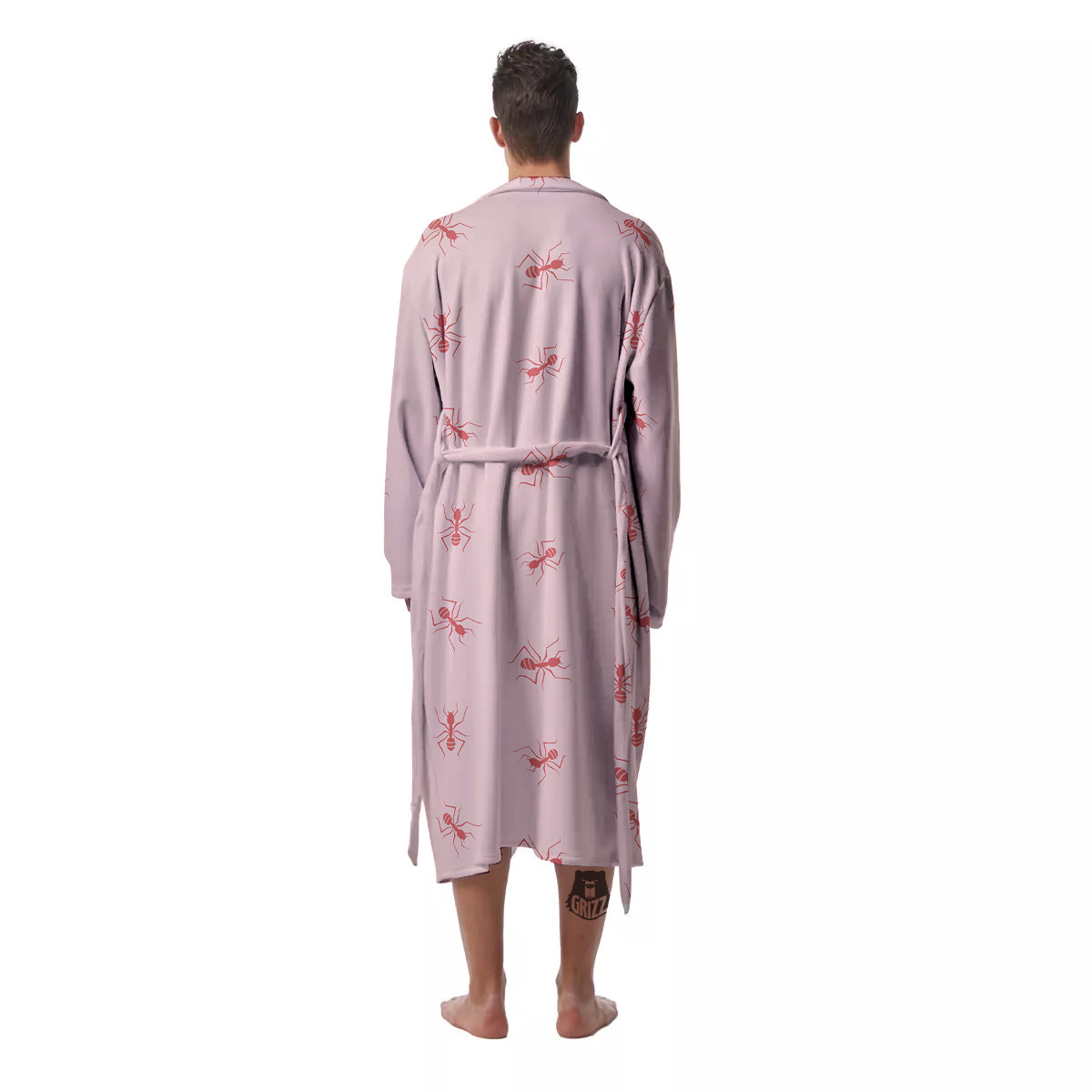 Ant Red Pink Print Pattern Men's Robe-grizzshop