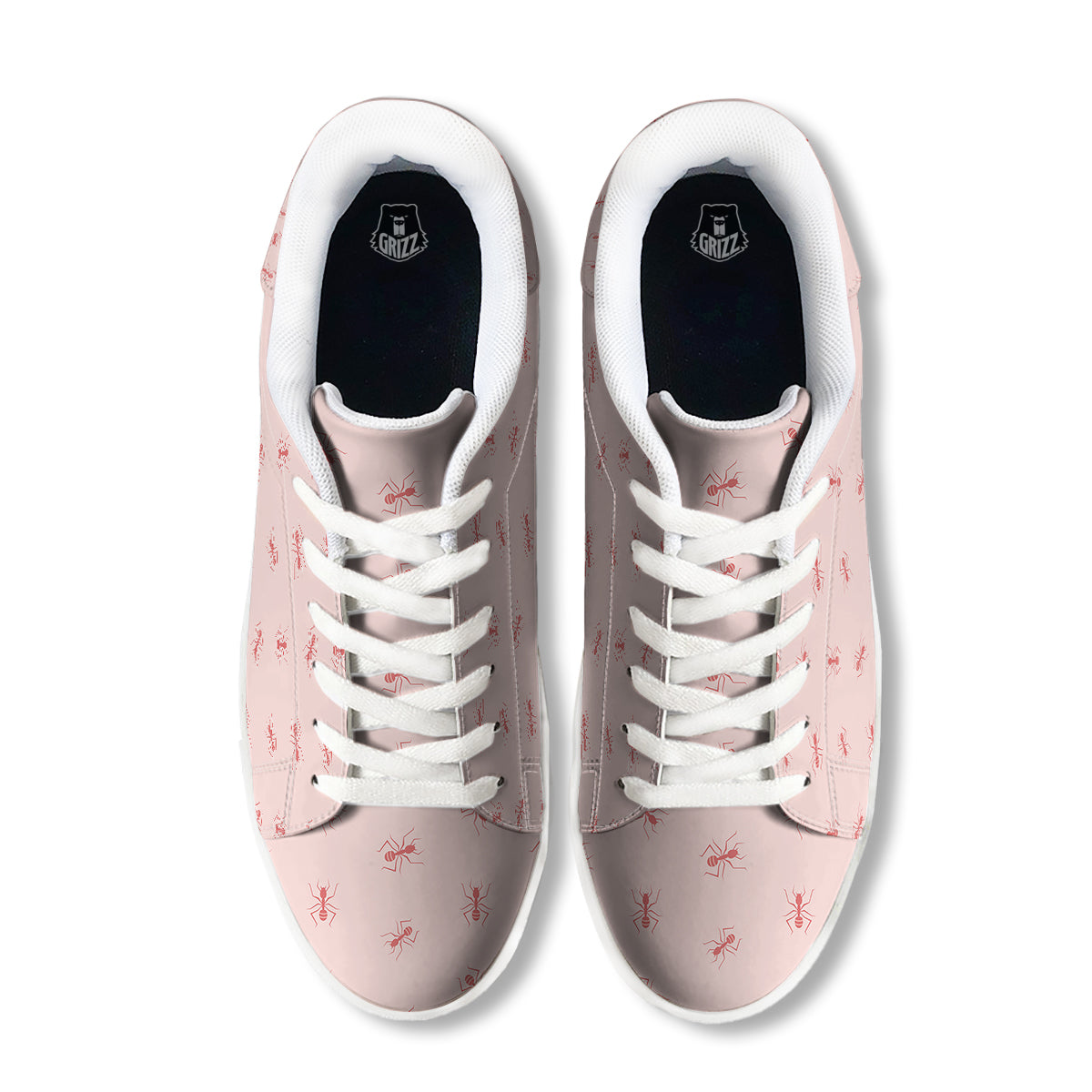 Ant Red Pink Print Pattern White Low Top Sneakers-grizzshop
