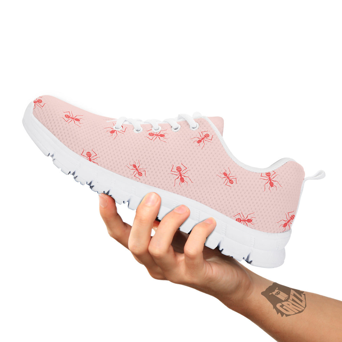 Ant Red Pink Print Pattern White Sneaker-grizzshop