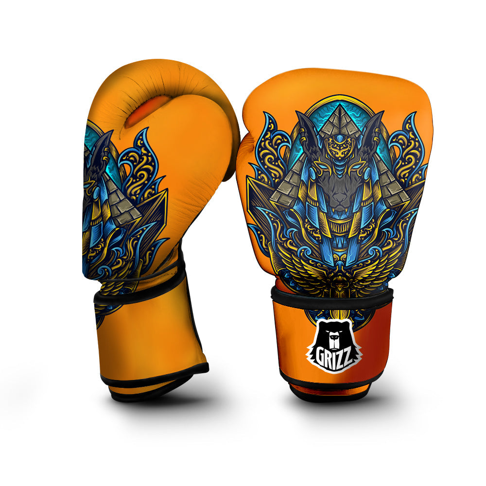 Anubis Engraving Ornament Print Boxing Gloves-grizzshop